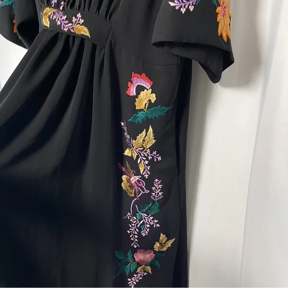 eShakti Wayward Fancies Black Embroidered Floral Maxi Dress - Picture 6 of 10